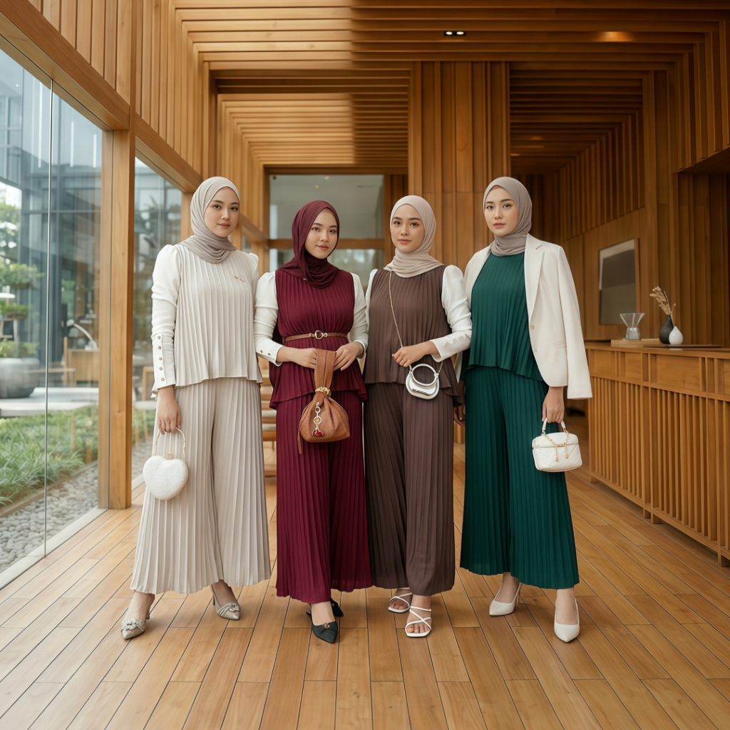 [Kirim after lebaran] Felberta setelan celana plisket wanita
