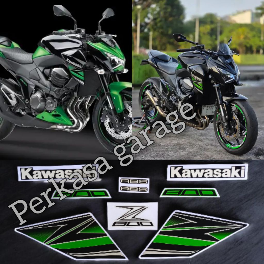 stiker striping KAWASAKI Z800 warna hijau/hitam