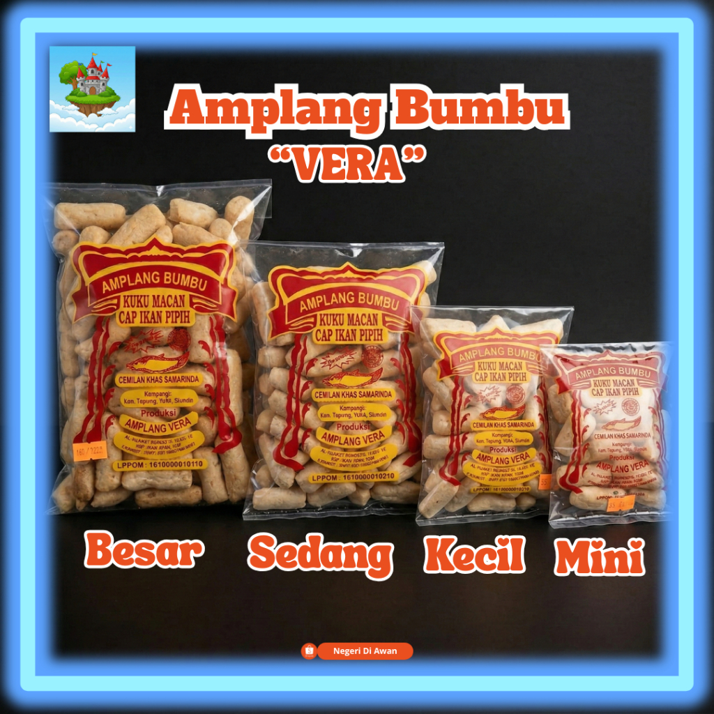 Amplang Vera Samarinda Asli Ikan Pipih Kuku Macan Khas Kalimantan Timur - Kerupuk Ikan Gurih Renyah 