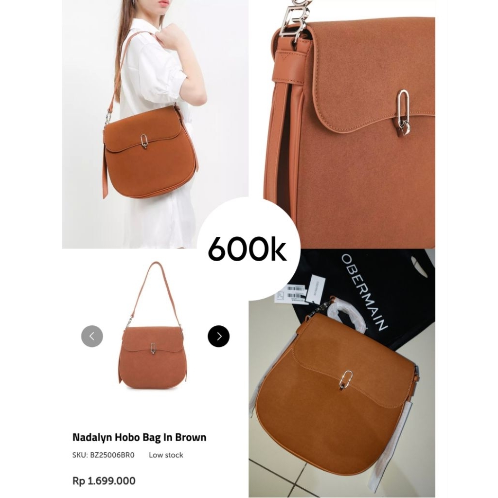 OBERMAIN SALE Nadalyn Hobo Bag in Brown SALE STORE