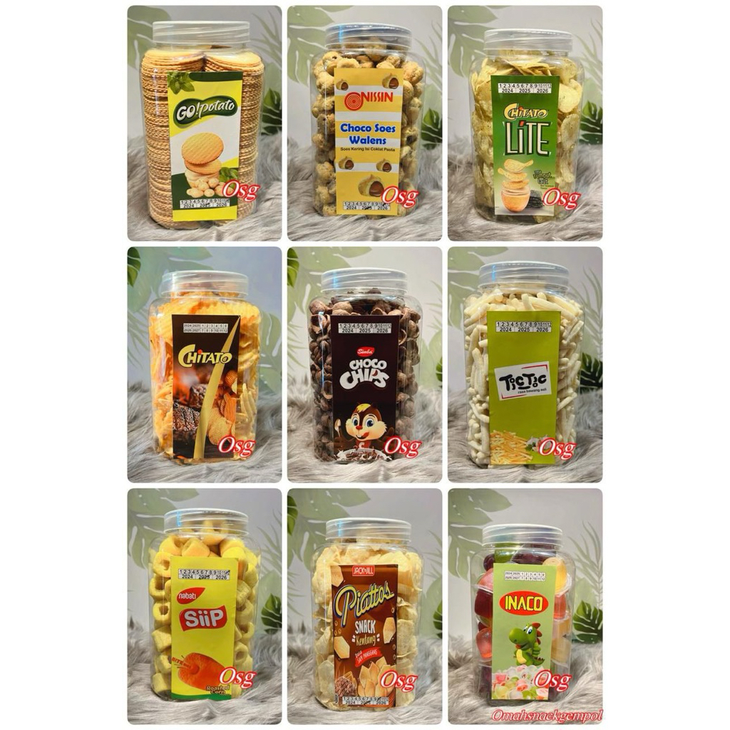Snack Ori Toples 2L (GoPotato,Wallens Soes,Chitato,Simba CocoChip,Tictac,Sipp,Piatos,Inaco)
