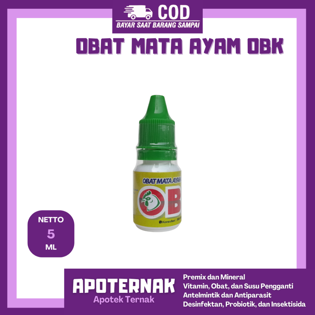 Obat Mata Ayam OBK 5ml- OBK Obat Tetes Mata Hewan - OBK Tetes Mata Ayam