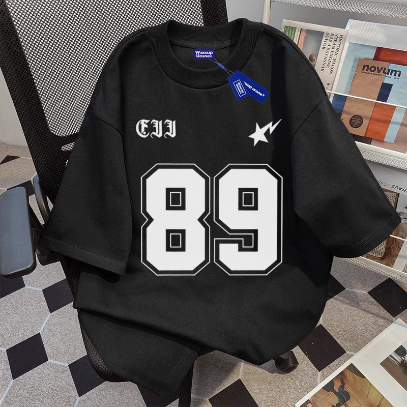 Kaos Pria Wanita Oversize Motif Angka 89 Viral | Kaos Distro Hitam untuk Pasangan 3.2