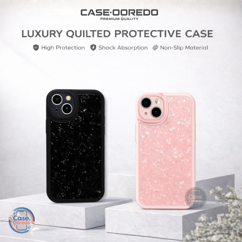 Case iPhone Pearl Shell Pattern – Silicone Softcase Black Pink
