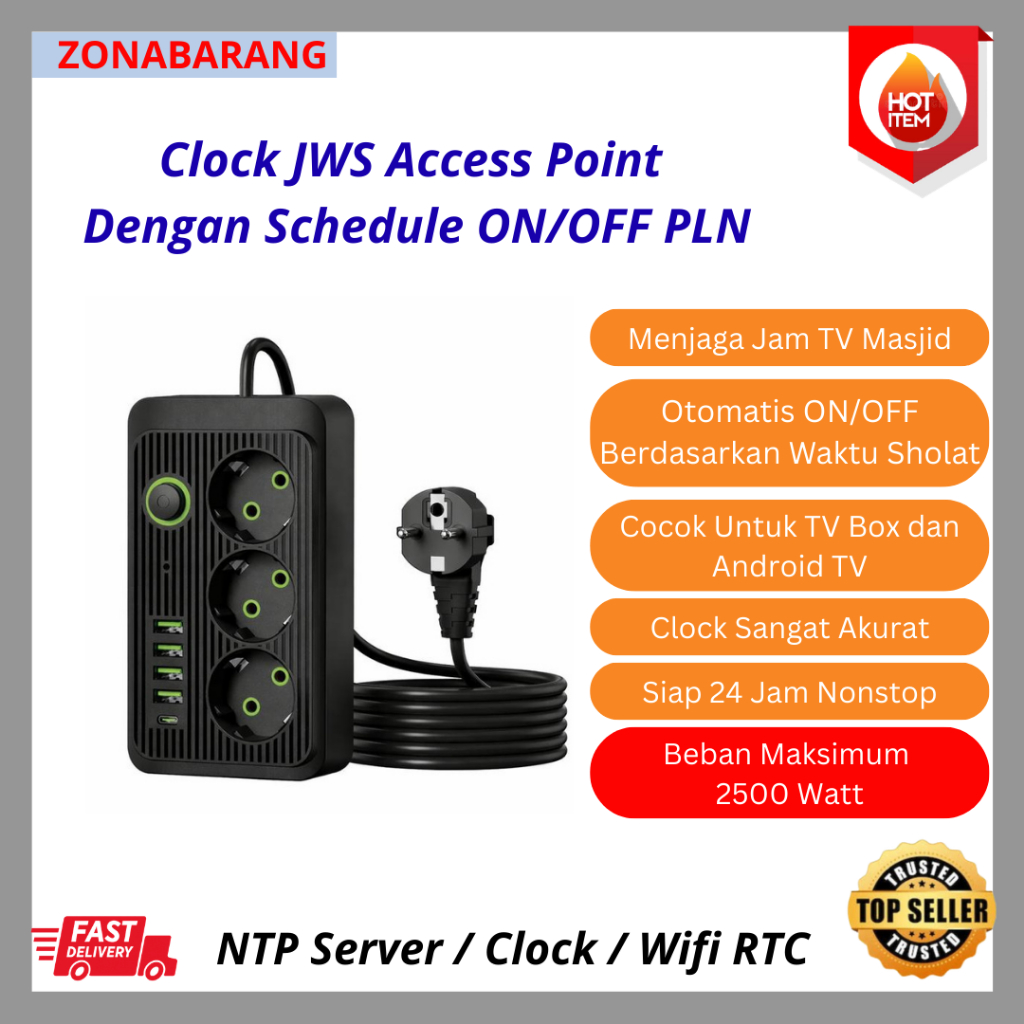 Auto Stop Kontak Smartmedio JWS Access Point Menjaga Waktu Sholat TV Box Android TV Jam TV Masjid da