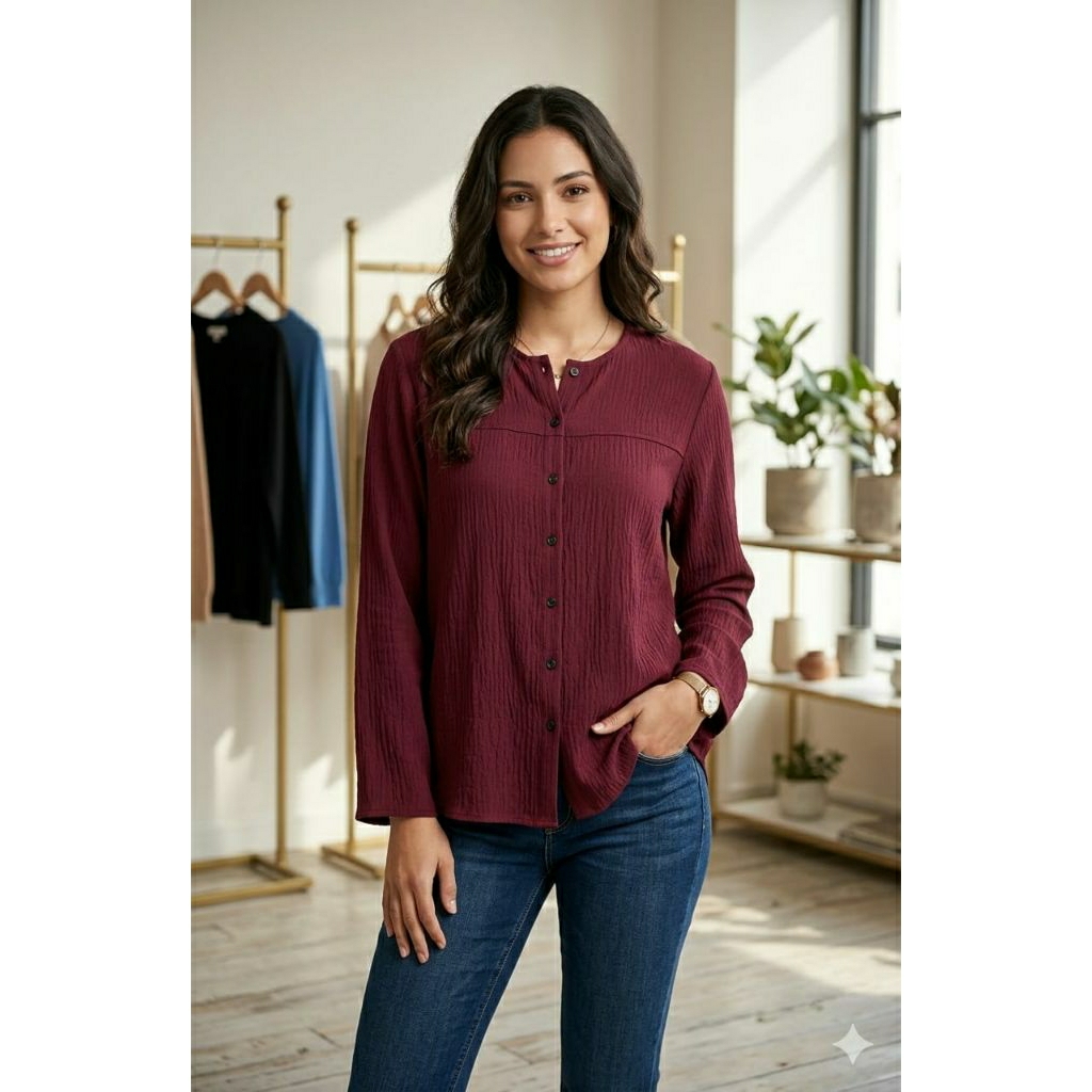 Kemeja Polos Reguler Pola Besar Cewek Dewasa Nevada Matahari