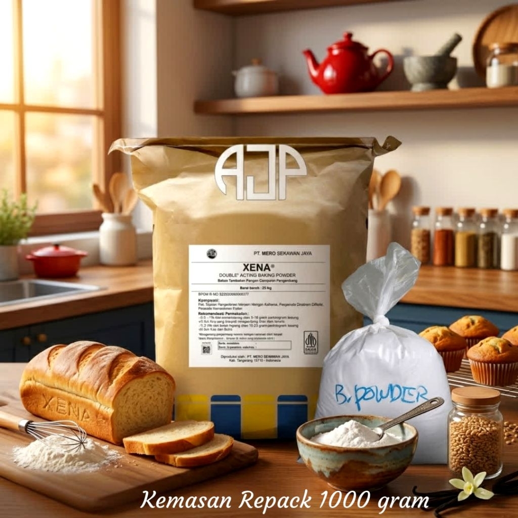 XENA Baking Powder Double Acting / Pengembang Kue, Roti, Martabak | Kemasan Repack 1000 gram