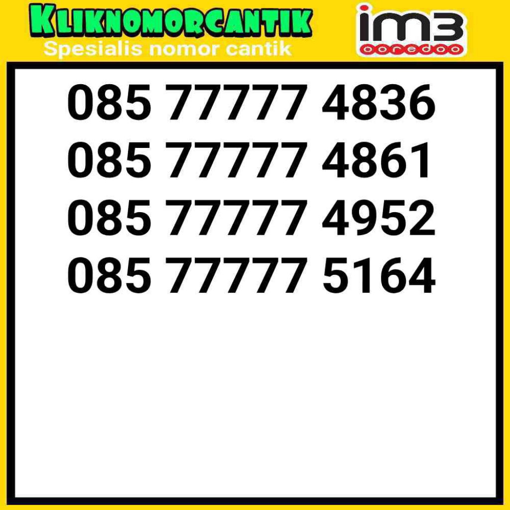 nomor cantik Indosat 4G&5G Kartu Perdana IM3 seri 7777 A1
