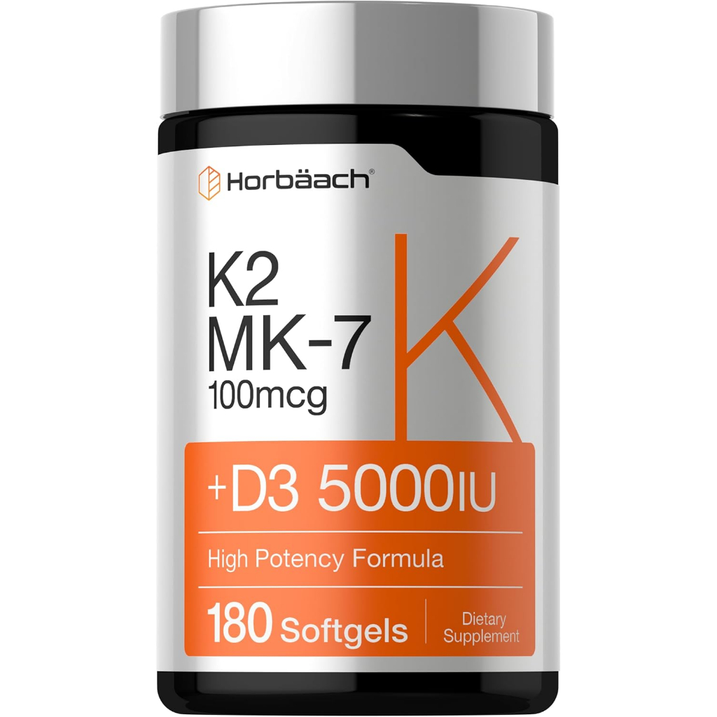 Horbaach Vitamin 5000iu D3 100mcg  K2 Mk7 180 Softgels