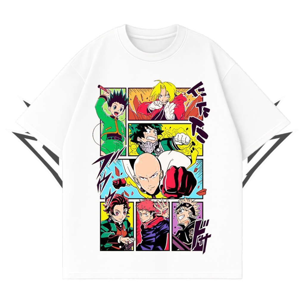 Glatosphere "Top Anime" White Oversize T-Shirt | Oversize | Atasan | Vintage | Anime | Unisex