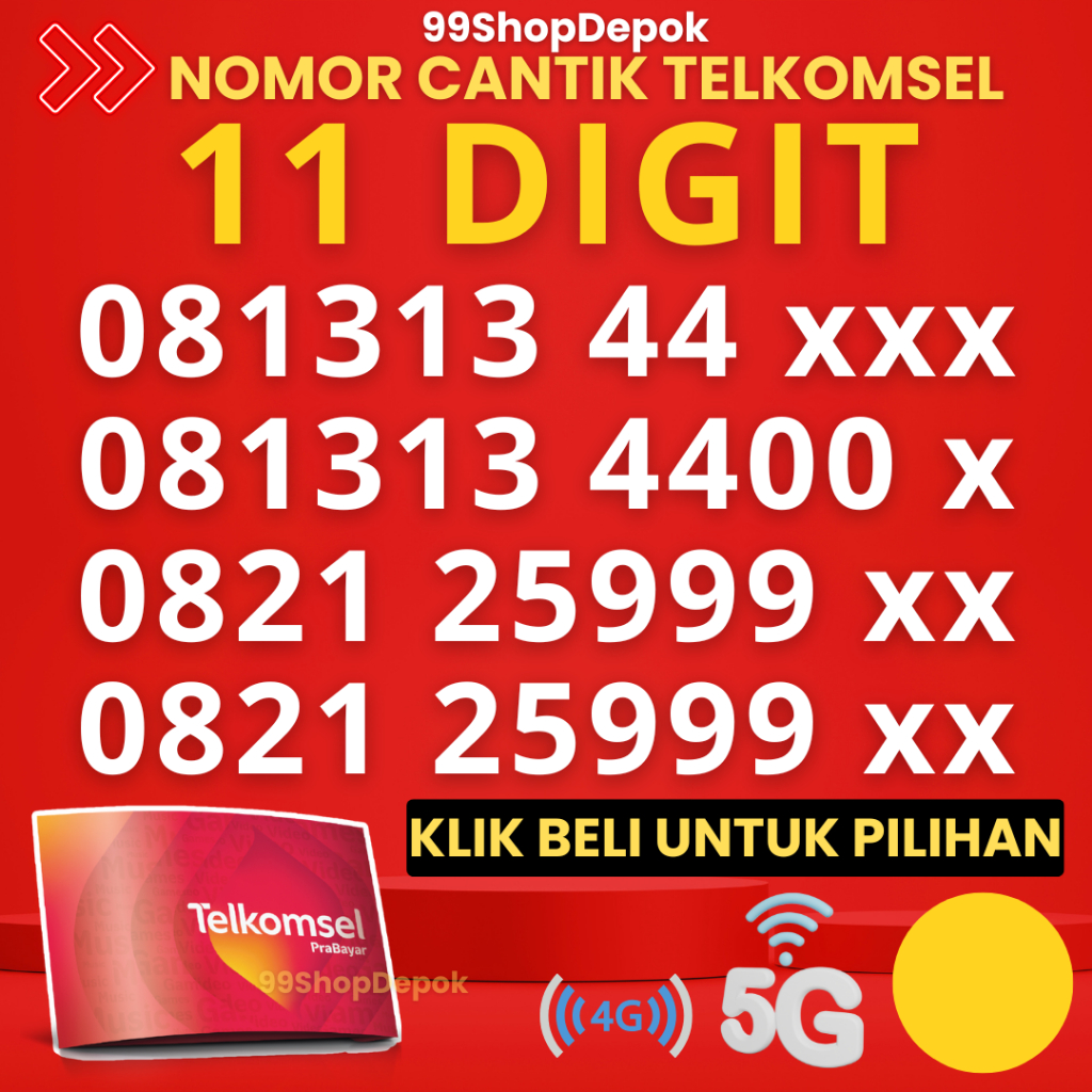 Kartu Perdana Nomor Cantik Telkomsel Simpati 11 Digit - Nomer Cantik Telkomsel 11 Digit - No Cantik 