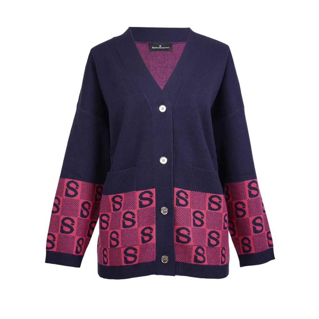 Buttonscarves - Oversize Plaid Cardigan