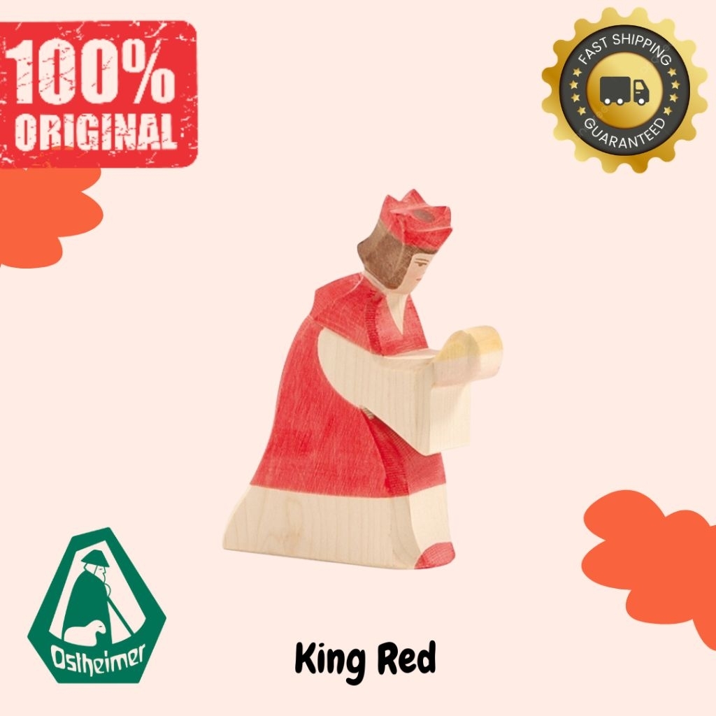 Ostheimer King Red Original - Mainan Kayu Handmade Jerman Figurine Premium - Mainan Edukasi