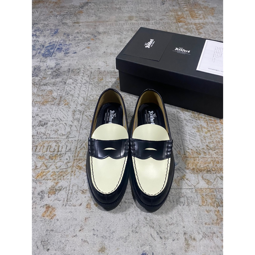 the kenford fine shoes mens combi loafers - black/white