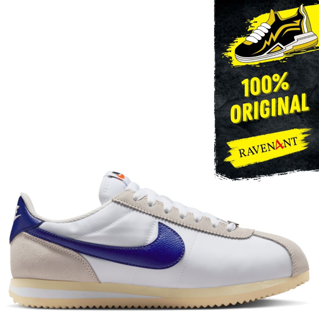 NIKE Cortez Textile White Deep Night ORIGINAL - Sepatu Sneakers Wanita/Pria
