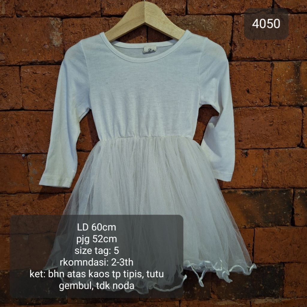 DRESS GAUN KUTUNG ANAK 2-3 TAHUN PUTIH BW MURAH (4050)