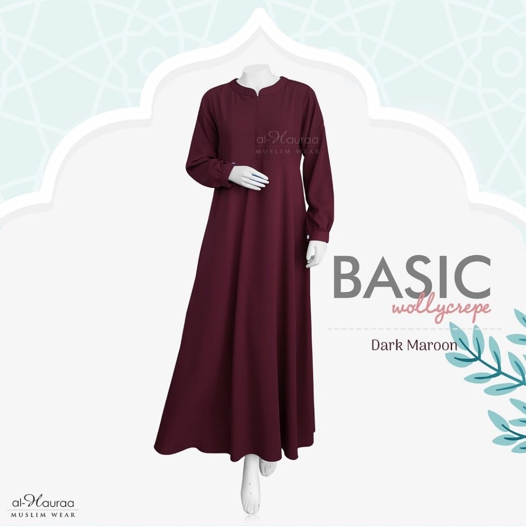 Preloved Alhauraa Gamis Basic Wollycrepe Caltri Warna Dark Maroon Size M