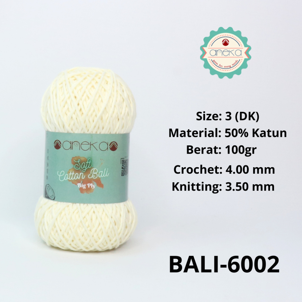 ANEKA - Benang Rajut Katun Bali ANEKA / Soft Cotton Big Ply made by ANEKABENANG - 6002