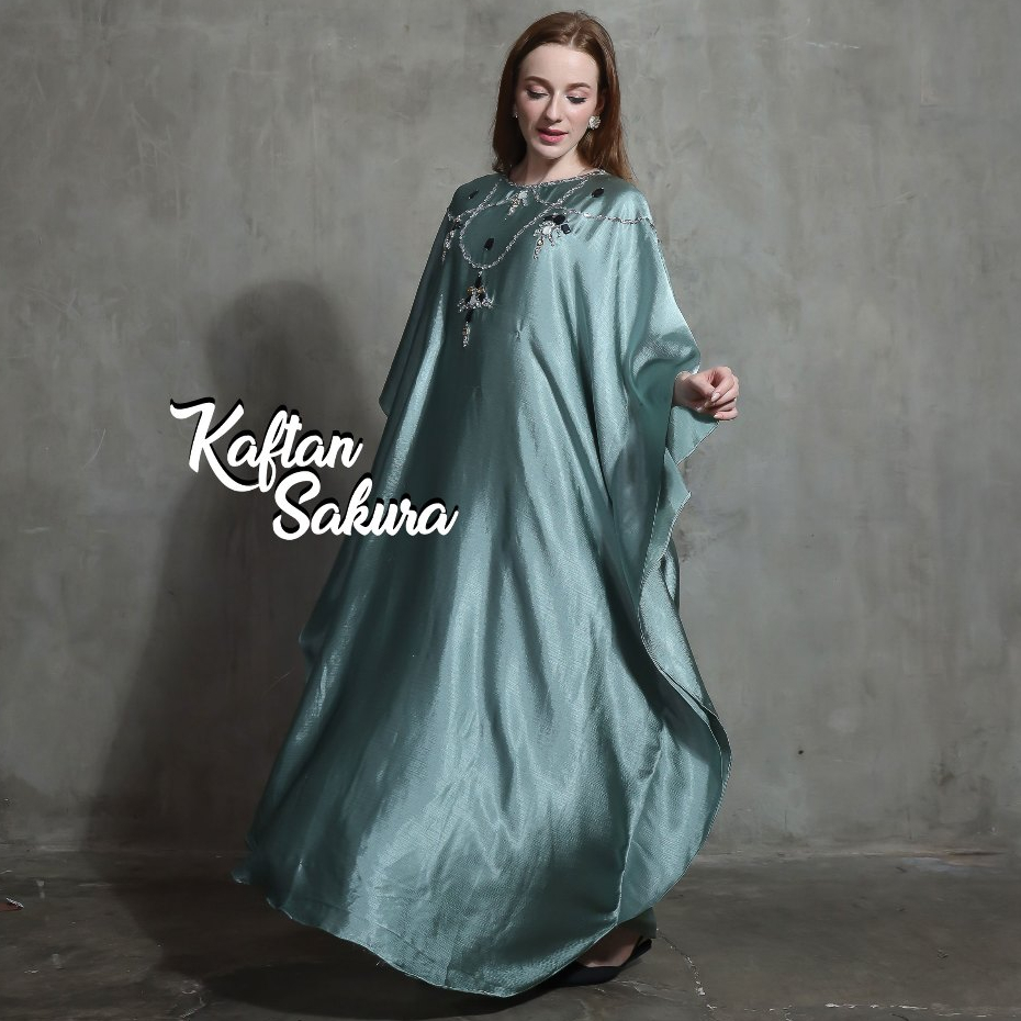 KAFTAN FASHION MUSLIM TERBARU STYLE WARNA OMBRE BAHAN SATIN SILK PREMIUM MEWAH