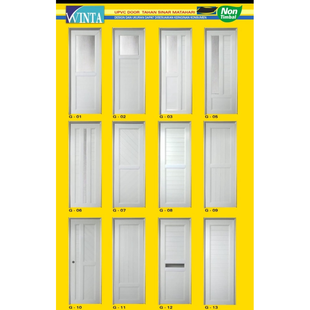 (BACA DESKRIPSI) PINTU WC TOILET KAMAR MANDI UPVC CUSTOM PUTIH COKLAT WINTA