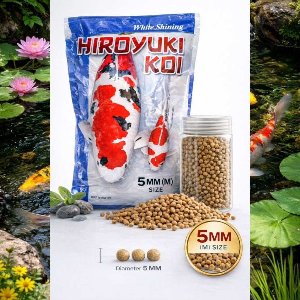 Pakan Koi Hiroyuki White Shining (WS) 5kg 5mm Protein 45 - Pakan Untuk Koi Platinum Slayer Gondrong 