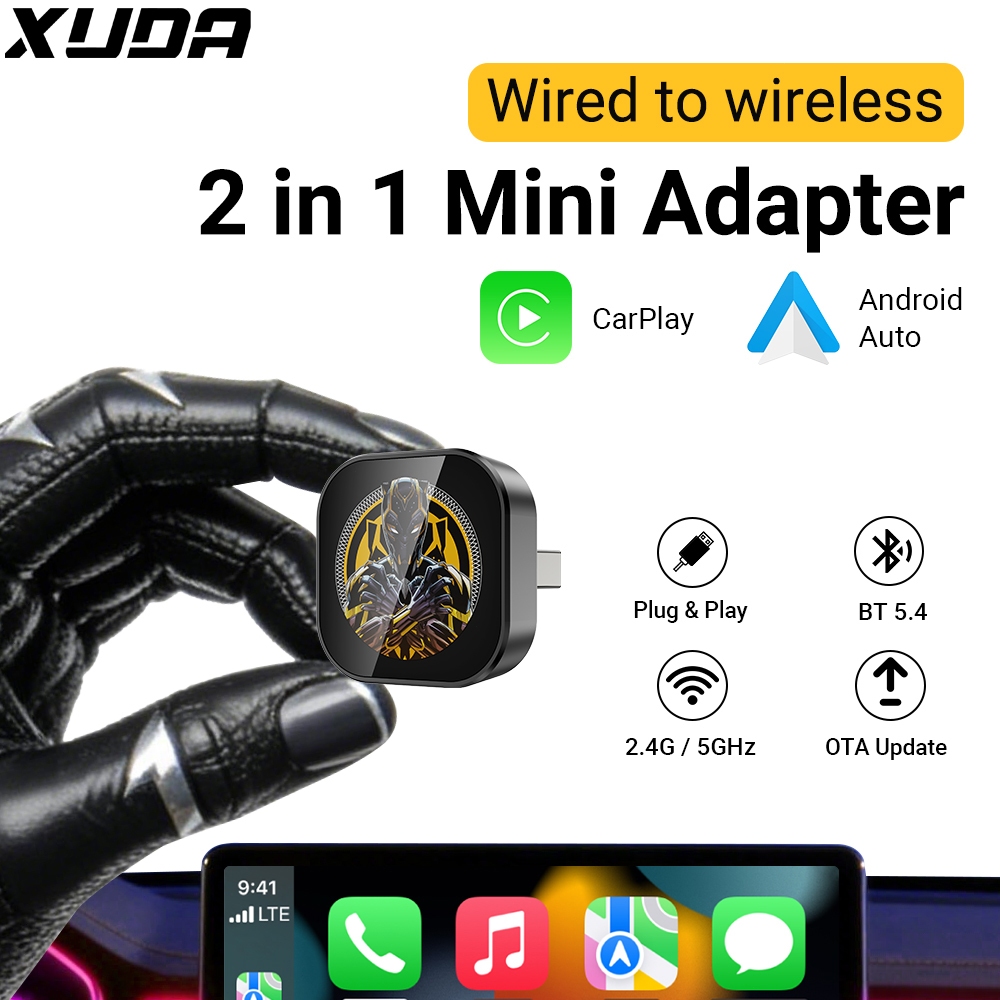 Official Marvel Black Panther Edition 2-in-1 Wireless CarPlay & Android Auto Adapter  Technology, Pl