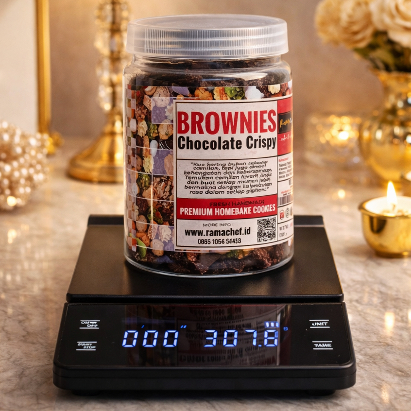 BROWNIES ALMOND Cookies Premium Butter Cokelat Almond Crispy Kue Kering Spesial Lebaran Kemasan Hardtop 350gr dan Jar 750 ml by RaMaChef