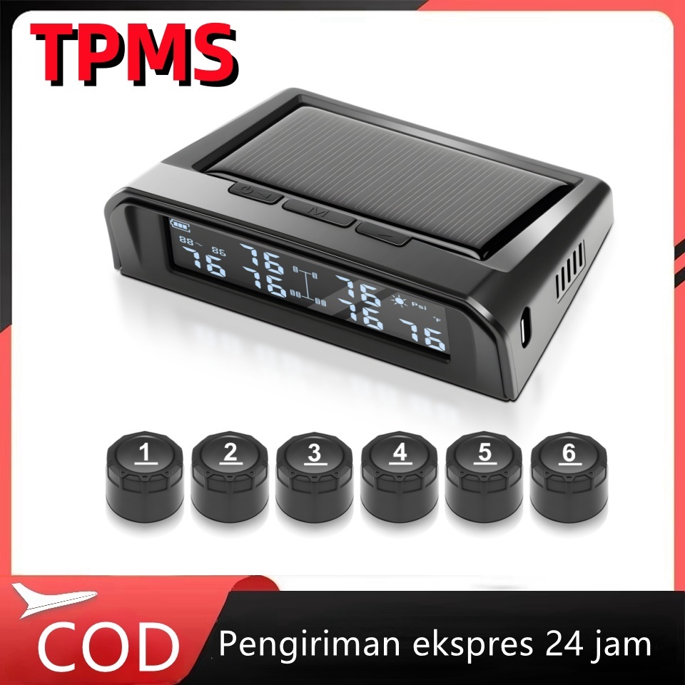 Truk ban tekanan sistem pemantauan TPMS dengan 6 Sensor luar tekanan ban pemantauan tekanan Alarm su