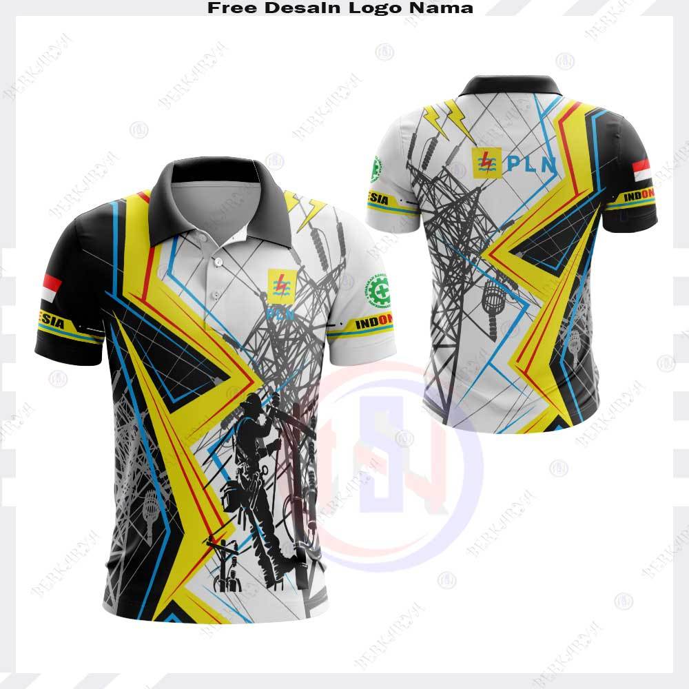 Kaos Polo Baju PLN Lengan Pendek / Kaos Jersey PLN Perusahaan Listrik Negara / Kaos PLN Fullprint