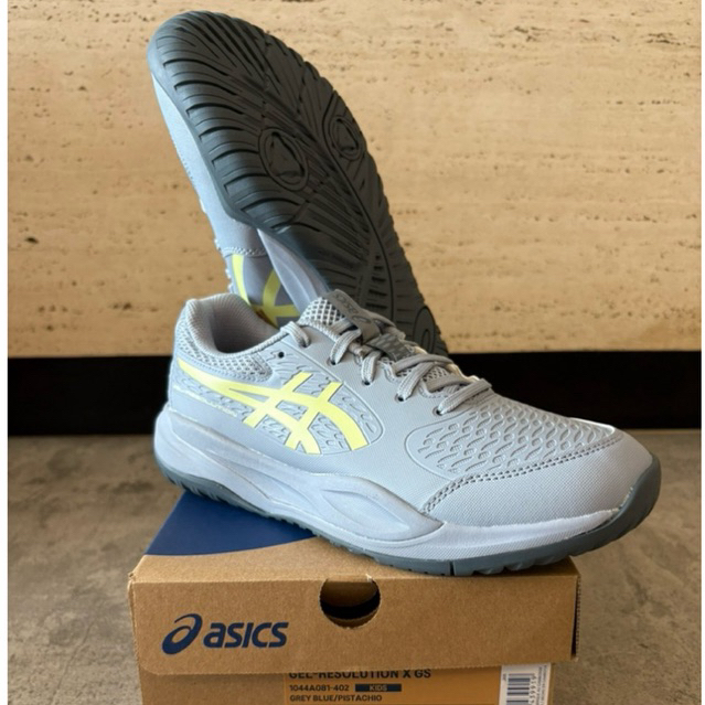 Sepatu Tenis Asics Gel Resolution X GS Grey Blue Pistachio Kids/Tennis Shoe Asics Gel Resolution X G