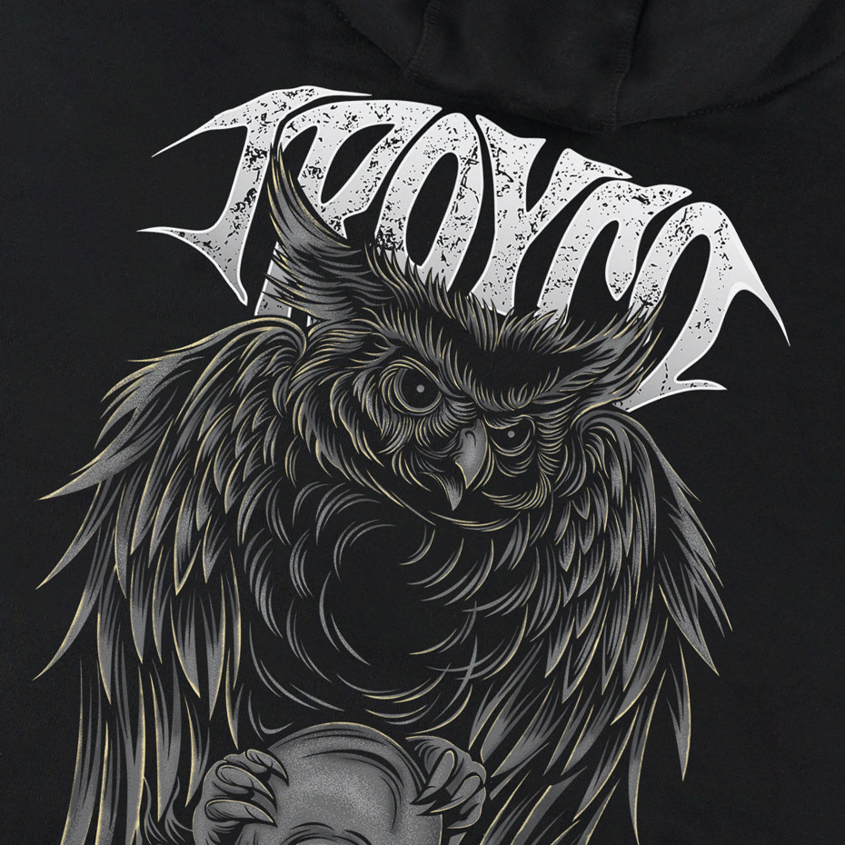 Troy Company Hoodie Black Reaper Owl - Hoodie Pria Hitam KHD 2199