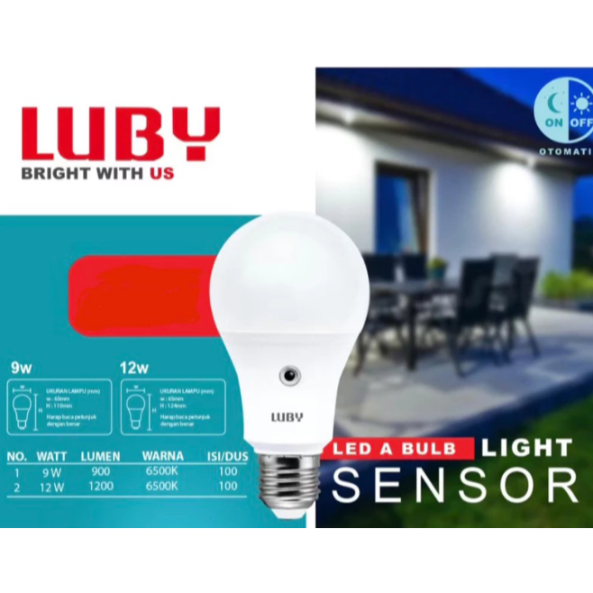 Bohlam Lampu LED LUBY LIGHT SENSOR 9WATT 12WATT Watt SNI Photo Cell Sensor Cahaya