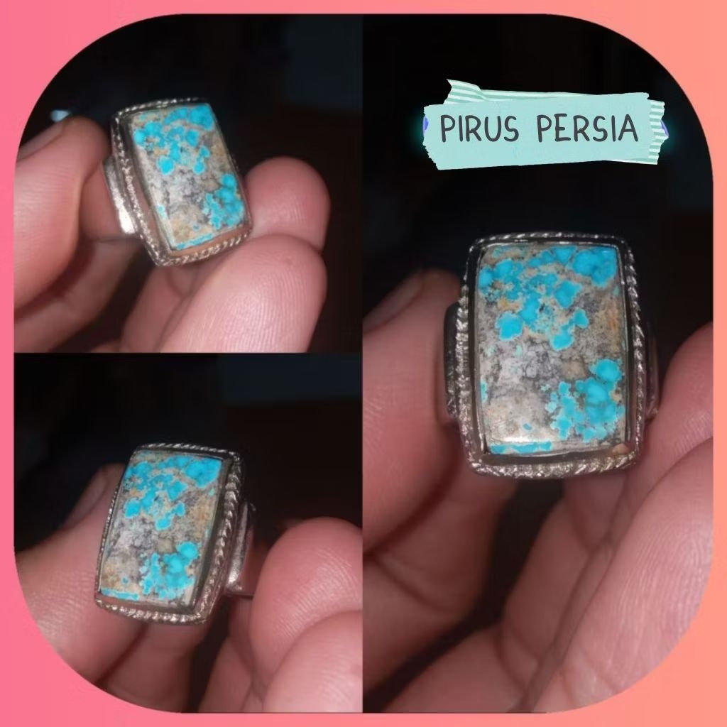 Cincin Batu Pirus Persia iran asli turquise Natural
