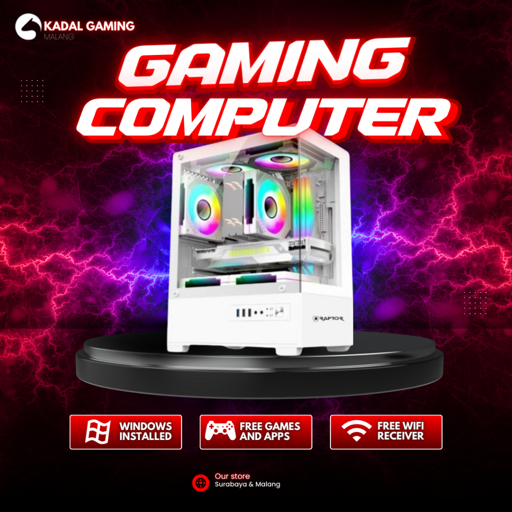 CPU GAMING MURAH INTEL I5 3470 RAM 8GB SSD 128GB H61M PSU 500W CASING GLASS WHITE 3 FAN – PC VALORAN