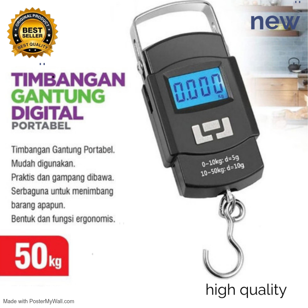 [BERGARANSI] Timbangan Gantung Elektrik 50kg Timbangan Portable Anti Overload