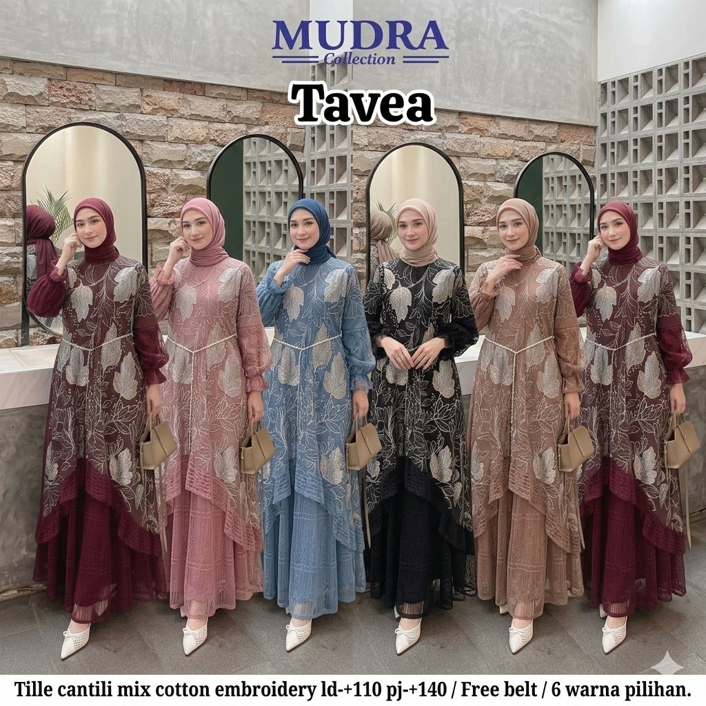 TAVEA GAMIS BAHAN TILE SANTILY MIX COTTON EMBROIDERRY 100% PREMIUM ORI