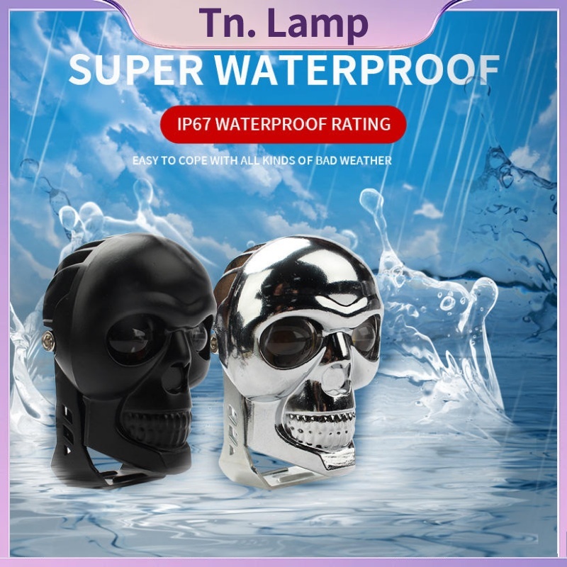Lampu Depan Motor Tengkorak Plastik Berwarna-warni Lampu Strobo Amber-Putih dengan Warna-warni 18W M
