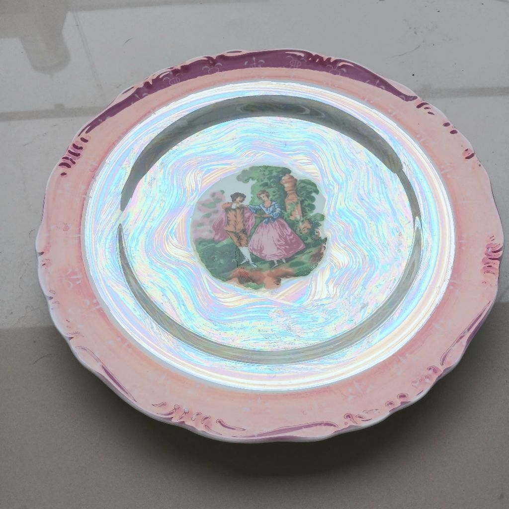 Piring hiasan lukisan print pink, baru