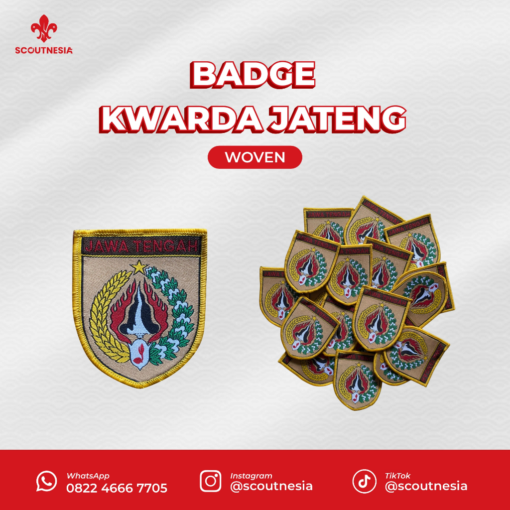 (COD) BADGE KWARDA JAWA TENGAH WOVEN, BADGE KWARDA JAWA TENGAH UKURAN 7CM