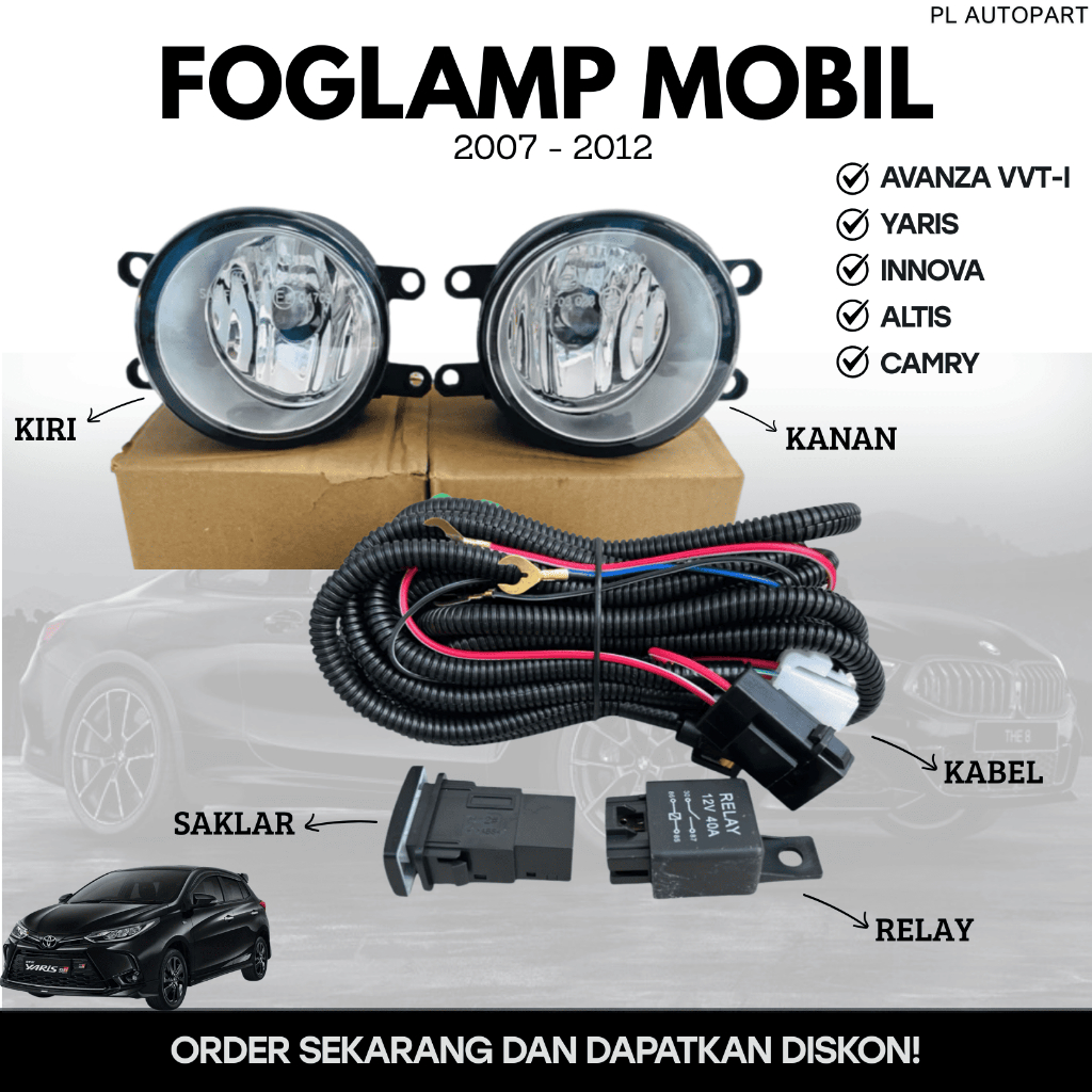 FOGLAMP MOBIL TOYOTA AVANZA VVTI YARIS INNOVA ALTIS CAMRY 2007 - 2012