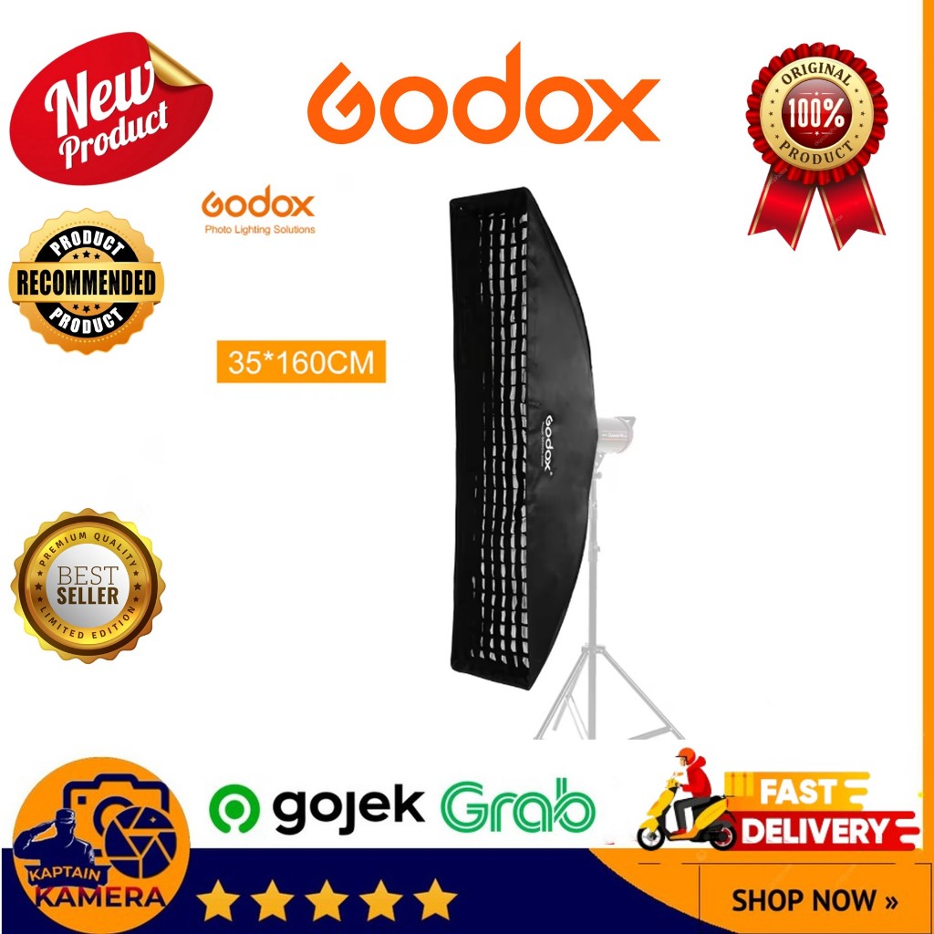 Godox SB-FW Softbox Rectangular Bowens Mount Flash Diffuser Honeycomb Grid 35x160cm