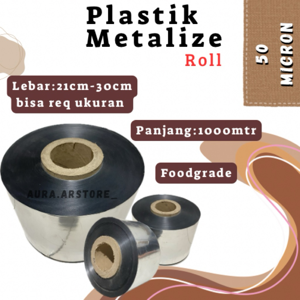 Plastik Metalize Roll/Plastik Metalis kemasan Tebal 50Micron [21-30cm] 1000meter