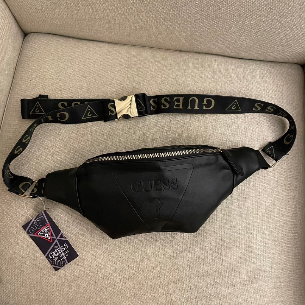 TAS WAISTBAG GUESS SIMPLE MODEL ORIGINAL BLACK RED PINK BAGS / TAS WAISTBAG PRIA WANITA FULL SET / B