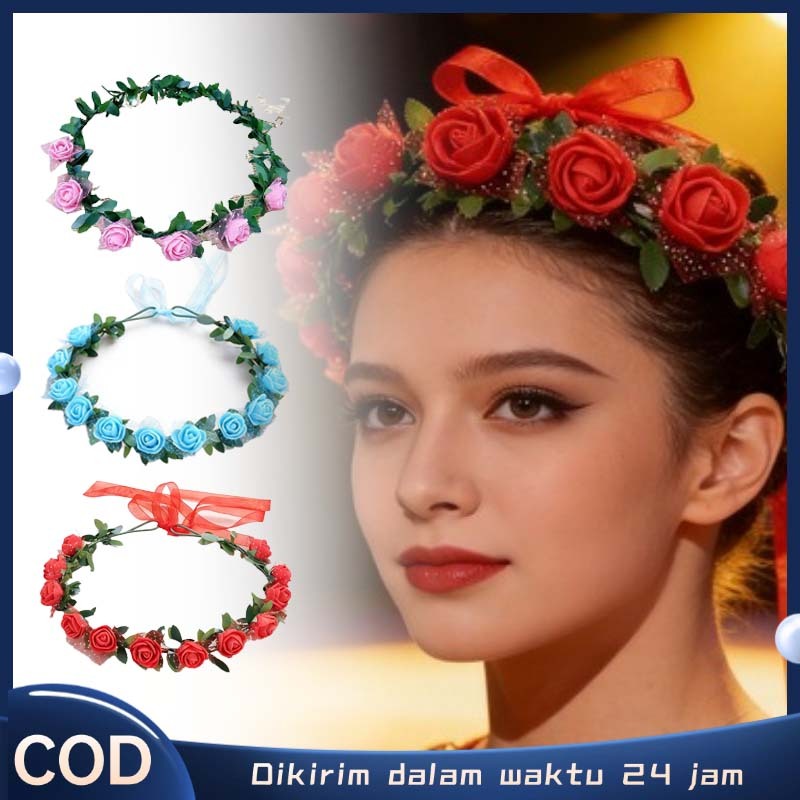 Bandana Bunga Mahkota Bunga Bando Rambut Aksesoris Rambut Import Mahkota Daun Bunga Rambut Mahkota P