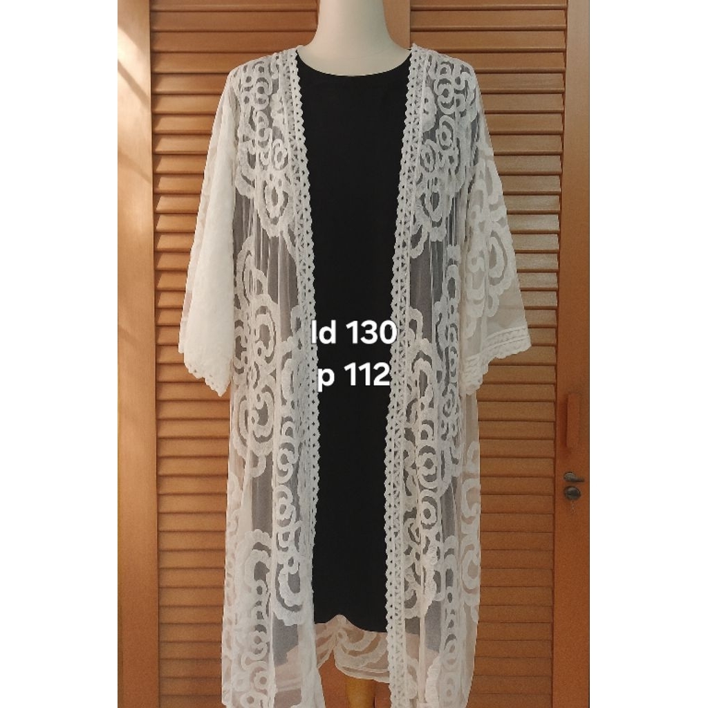 long outer brukat warna cerah bw putih