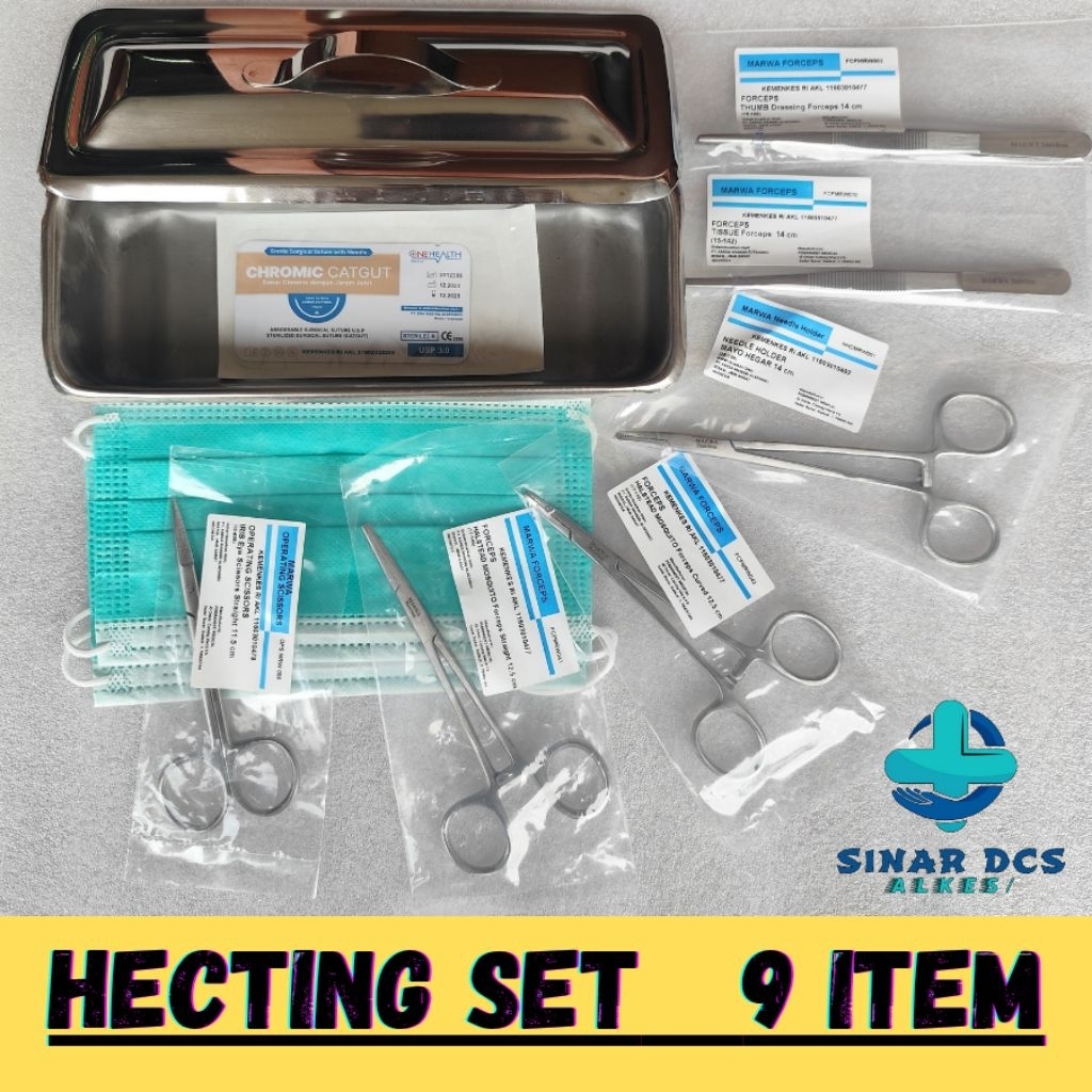 Hecting Set 9 Item / Hecting Set Lengkap / Alat Instrumen Hecting set