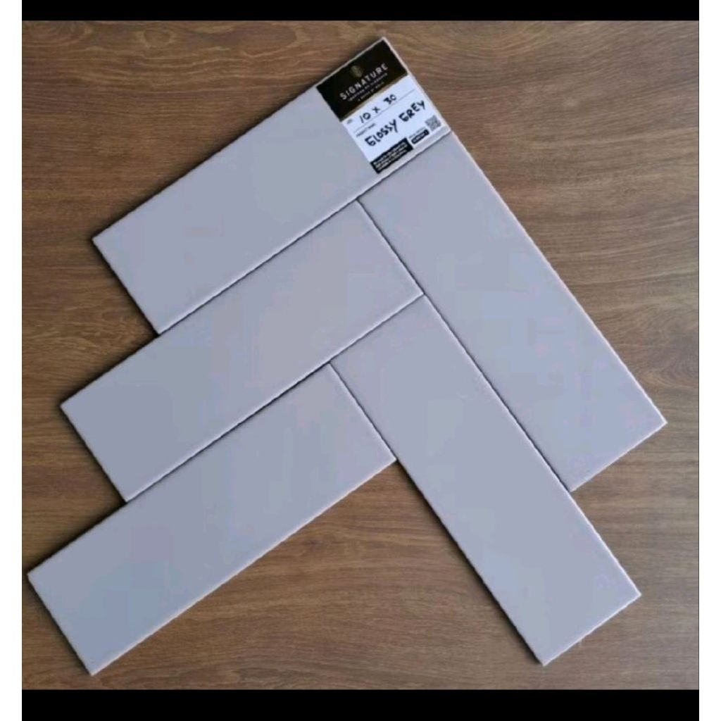 keramik mulia signature non bevel glossy grey 10x30 grade A