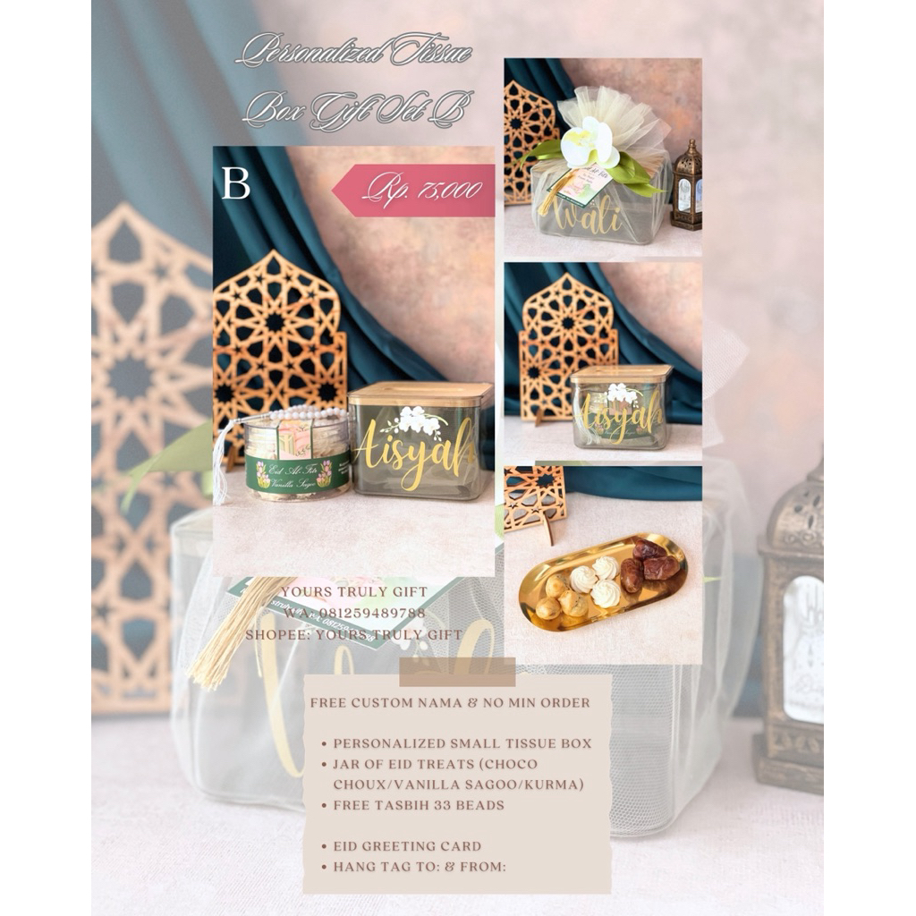 PERSONALIZED TISSUE BOX GIFT SET B • Idul Fitri Hampers 2026 • Lebaran Gift • Custom Hampers • Ramad