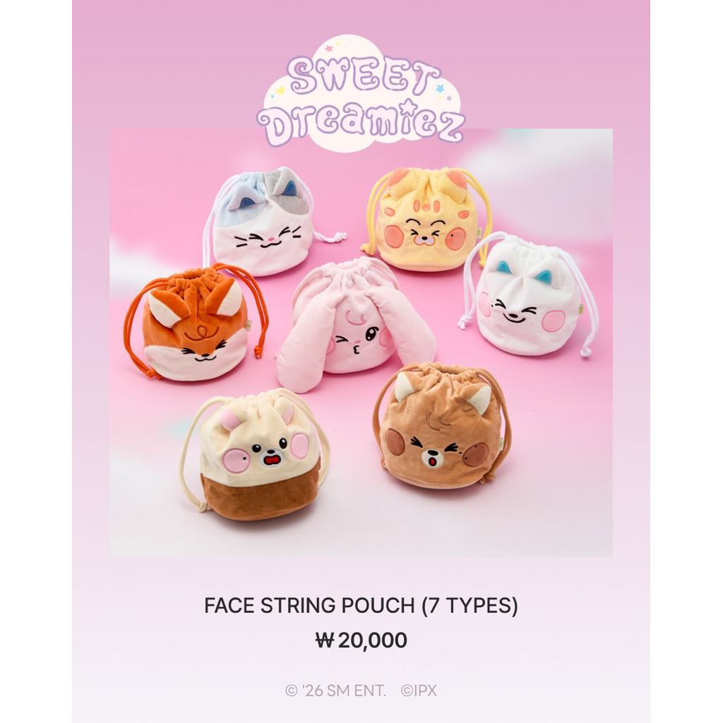 [PRE ORDER] MD FACE STRING POUCH TAS MINI KECIL NCT DREAM SWEET DREAMIEZ LINE FRIENDS DOLL BONEKA MA