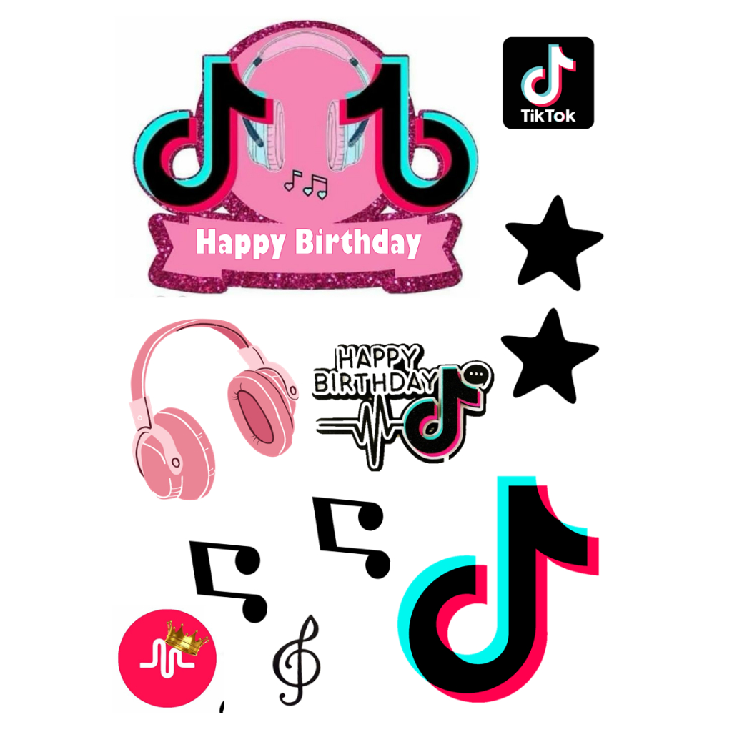 Topper TIKTOK Custom Nama | Hiasan Kue ULTAH TIKTOK